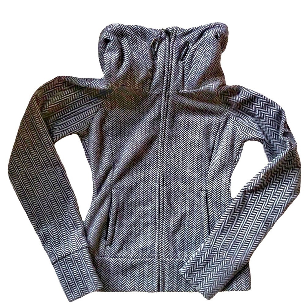 Bench Scuba Hoodie fitted zip jacket grey black size S Bench